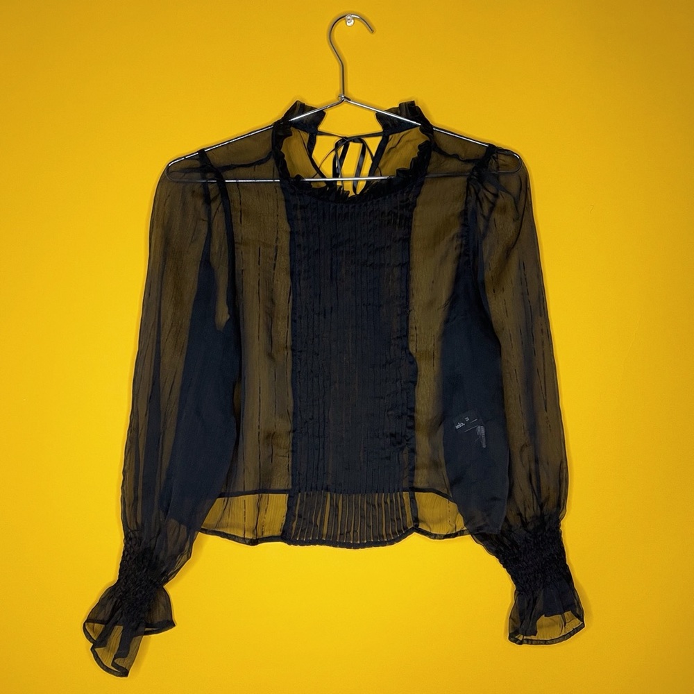 Sheer black long sleeve blouse